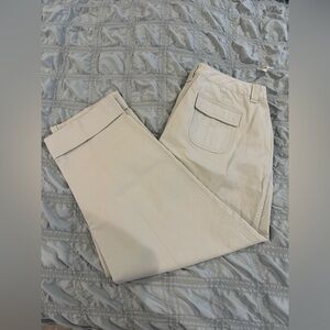 Talbots women’s 14 khaki cuffed trouser pants belt loops, back in front pockets